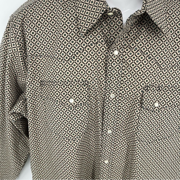 Wrangler Wrancher Long Sleeve Pearl Snap Geometric Print Western Cowboy Sz LG - Picture 5 of 8